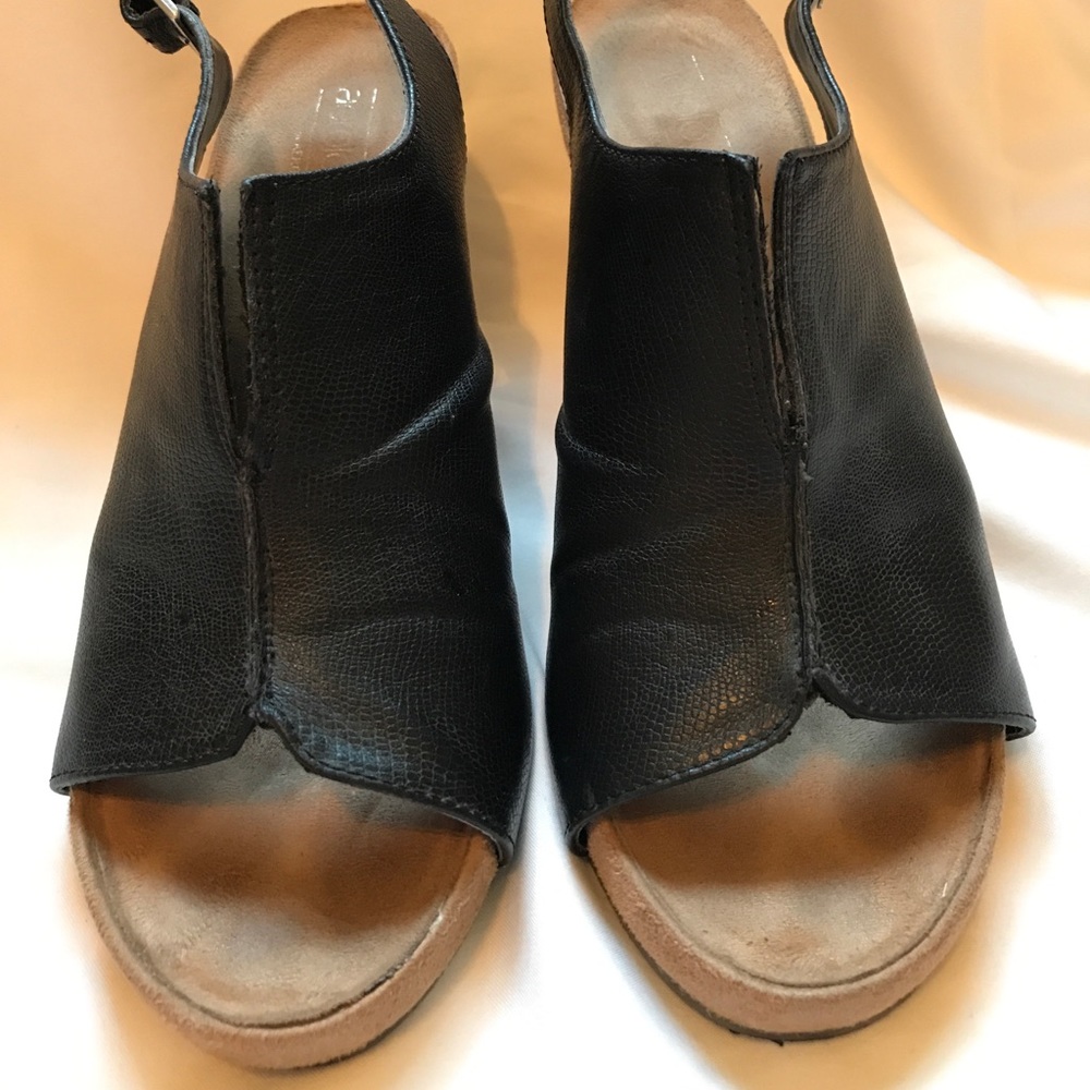 Aerology slingback sandals w/cork heel.